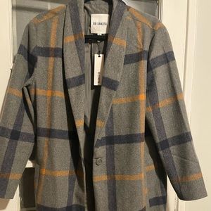 BB Dakota Elementary Plaid Fringed Coat